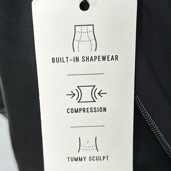 Express Body Contour Faux Leather Twist Front Midi Dress W/Built-In Shapewear Lg - Picture 12 of 13